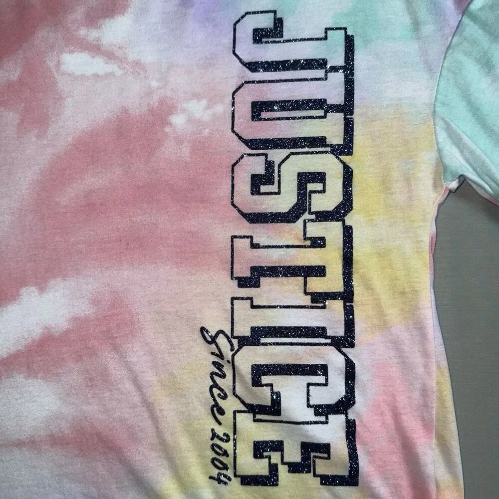 Justice Pastel Tie-Dye Cropped Tee - Pink, Mint, Yellow, Lavender